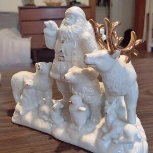 Vintage Mikasa porcelain with gold Christmas Figurine Santa, reindeer, bear, fox